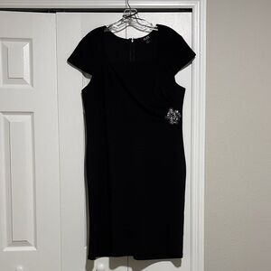 SLNY Black Semi-formal Dress with Silver Embellishment